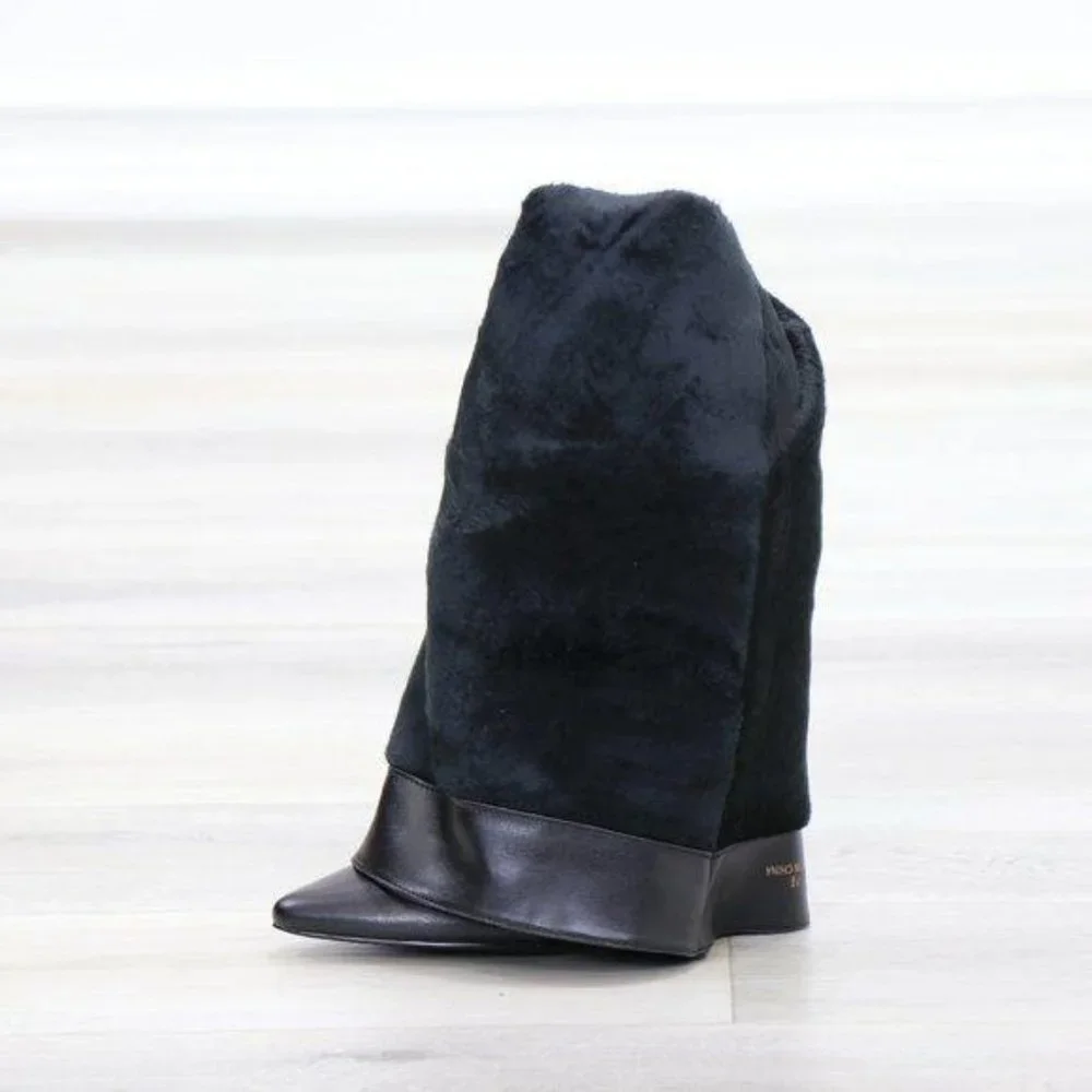 Black Synthetic Leather Thigh High Trendy Boots - Picture 13 of 15